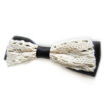 Hårspänne, Alligator Clips, Vit Svart Rosett