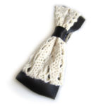 Hårspänne, Alligator Clips, Vit Svart Rosett - Image 2